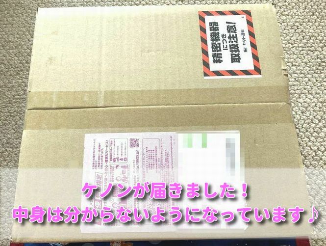 ケノンが届いた時のダンボールの画像