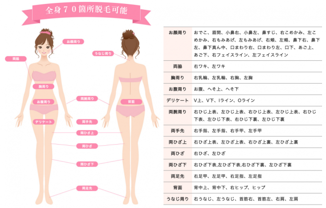 リシェル全身脱毛範囲