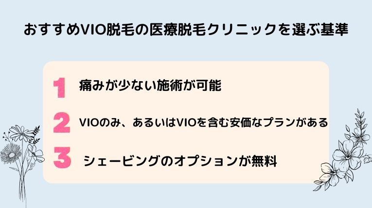 VIO脱毛におすすめの医療脱毛を選んだ基準